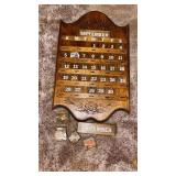 WOODEN CALENDAR WITH ALL THE WORDS AND NUMBERS TO