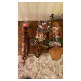 HANGING CANDLE ,2,MIRROR/SHELVES , FIGURINES AND