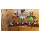 WALL SHELF WITH MANY CERAMIC EAGLES