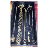 5 LONG NECKLACES , ONE LOCKET