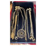 5 GOLDEN SPARKLY LONG NECKLACES