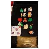 FESTIVE PINS AND GOLDEN KLEENEX HOLDER