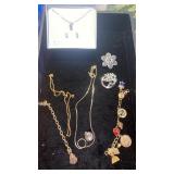 CUBIC ZIRCONIA NECKLACE AND EARRINGS SET,