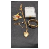 VINTAGE HEART LOCKET NECKLACE AND SMALL BRACELET,