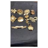 10 GOLDEN BROOCHES