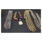 3 BIG LINK NECKLACES AND SHOWY BRACELETS