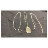 VINTAGE NECKLACE WITH 2 SILVER CHAINS