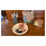ANGEL FRAMES, PLATE AND FIGURINE
