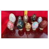 10 DECORATED EGGs -ONE BRASS