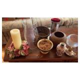 VASES, CANDLE AND MISC