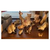 MANY CERAMIC CATS SOME OF THE SIAMESE ARE LEFTONS