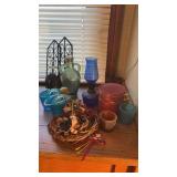 CANDLES, OIL LAMP AND MISC