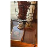 ANTIQUE LIGHT FIXTURES , SHELVING , PICTURE AND