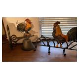 HEAVY IRON ROOSTER AND WALL HANGING COAT RACK NO