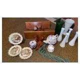 VASES, SHELVES, PLATES MACRAME AND MISC