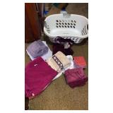 LAUNDRY BASKET WITH TOWELS AND WASH CLOTHES