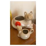 2 CERAMIC CAT PLANTER