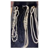 2 PEARL LIKE NECKLACES AND 2,BEADED ONES- ALL