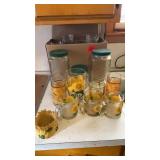SUNFLOWER GLASSES , CANISTERS
