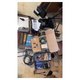 COMPUTER DESK AND VARIETY OF BOOKS, WIRING GAMES