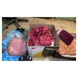 BOX OF CURTAINS , TOWELS