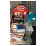 CDS, HUSKER SIGN, MAGAZINES AND CONTAINER