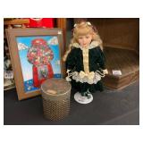 Porcelain Doll With Velvet Dress