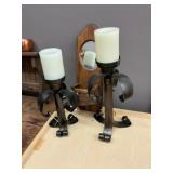 Wrought Iron Candleholders and Wall Mirror