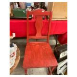 Red Wooden Side Chair