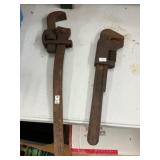 Two Iron Pipe Wrenches