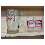 Budweiser Pitcher and Glasses