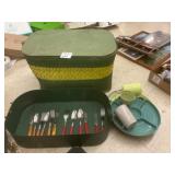 Wicker Picnic Basket with Utensils