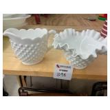 White Hobnail Milk Glass Set
