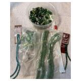 Green glass beads, etc