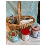 Wicker basket 15' x 12ï¿½, cans, glassware, etc