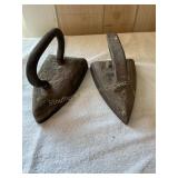 2 cast iron Sad irons, show wear