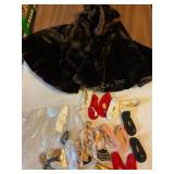 Doll shoes, faux mink doll cape- handmade