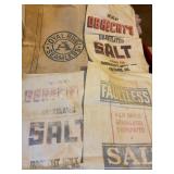 4 feed sacks- Faultless Salt, Obrechts Salt,