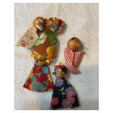 5 Wood head finger puppets, early 1950ï¿½s, 3 1/2'
