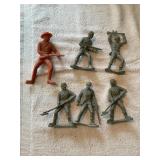 6 Plastic army men & cowboy, largest is 6'
