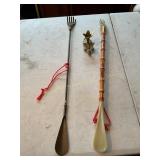Misc. 2 back scratchers (brass & plastic) brass