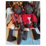 2 handmade cloth dolls, 25' tall