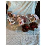 Misc bears, wire apples, trinkets, princess