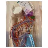 Glass beads, pink, orange, purple in tote