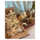 Misc ceramic crosses, 7' tall, angels, etc