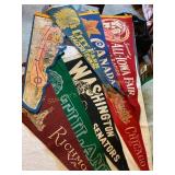 8 felt souvenir pennants 29' longest, Iowa,