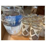 Glass pitcher & 7 glasses