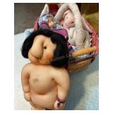 Pudgie People doll 12' tall, basket w/ contents