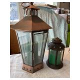 2 metal hanging candle lanterns, 16' tallest
