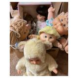 5 dolls including cabbage, patch